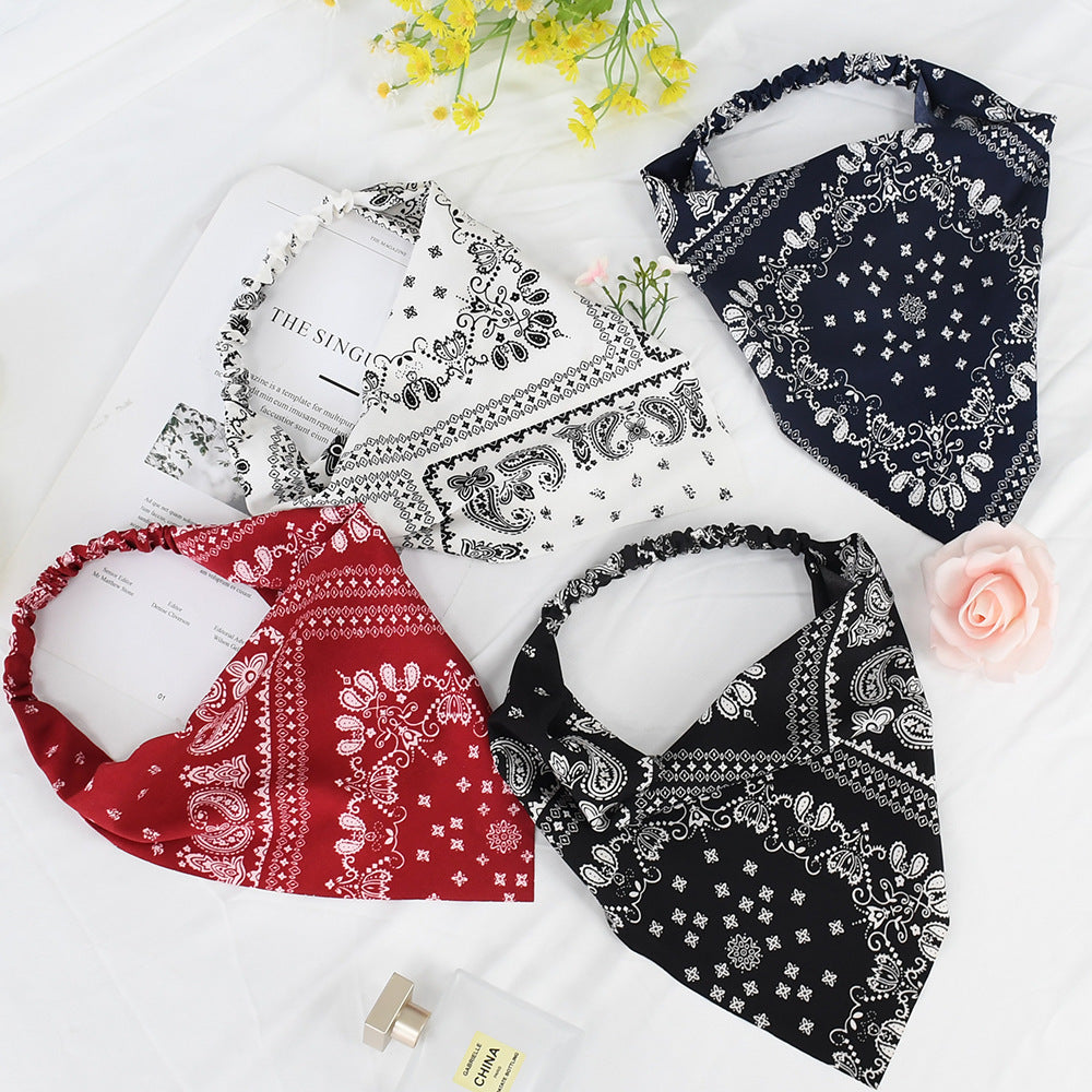 Wholesale Bohemian Style Cashew Flower Stretch Triangle Scarf All-match Headband